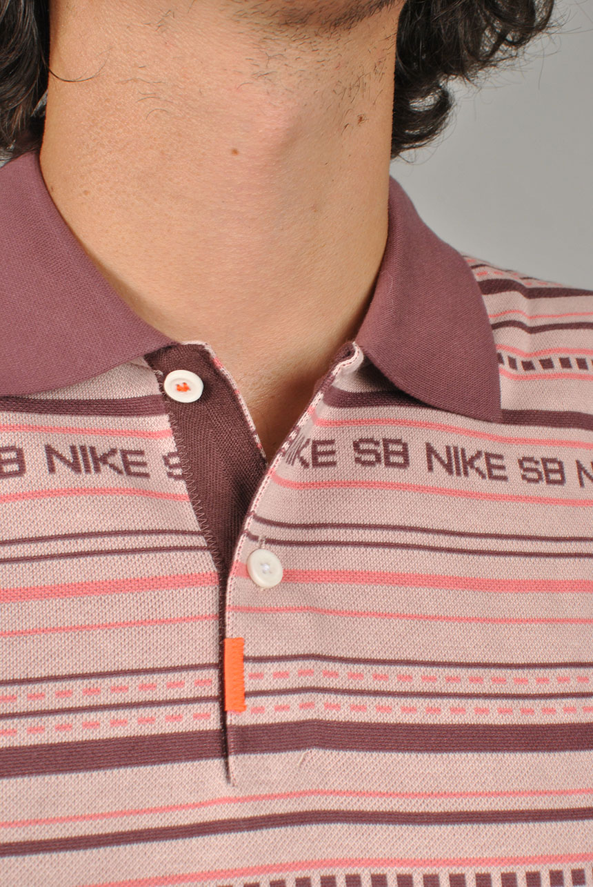 Striped Polo Longsleeve, Pink Oxford