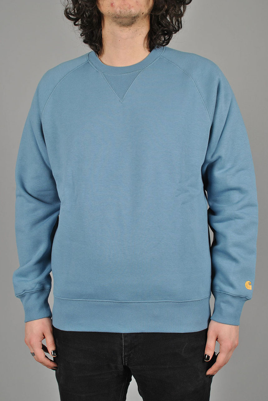 Chase Crewneck, Icy Water/Gold 