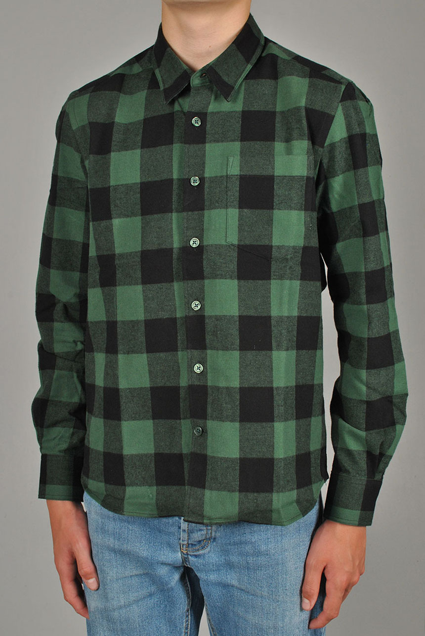 Kids Flannel Shirt, Green/Black