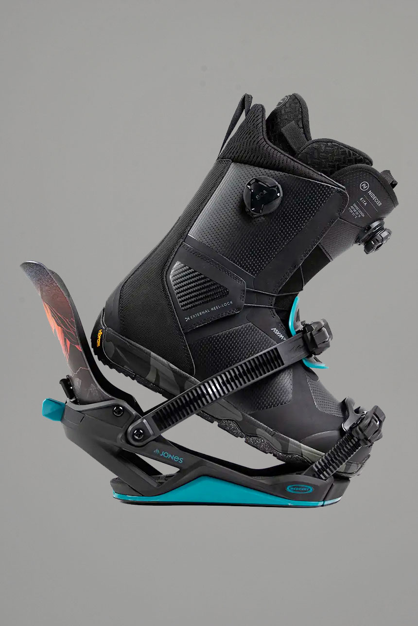 bindings for jones snowboard Men's Orion 2026 Eclipse Black / L providing more comfort and adjustable response Jones Mercury FASE Snowboard Bindings
