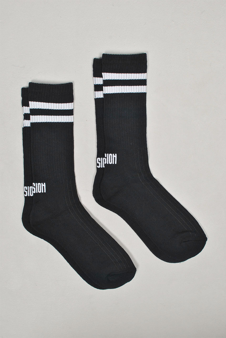 Athlennis 2-Pack Socks, Black/White