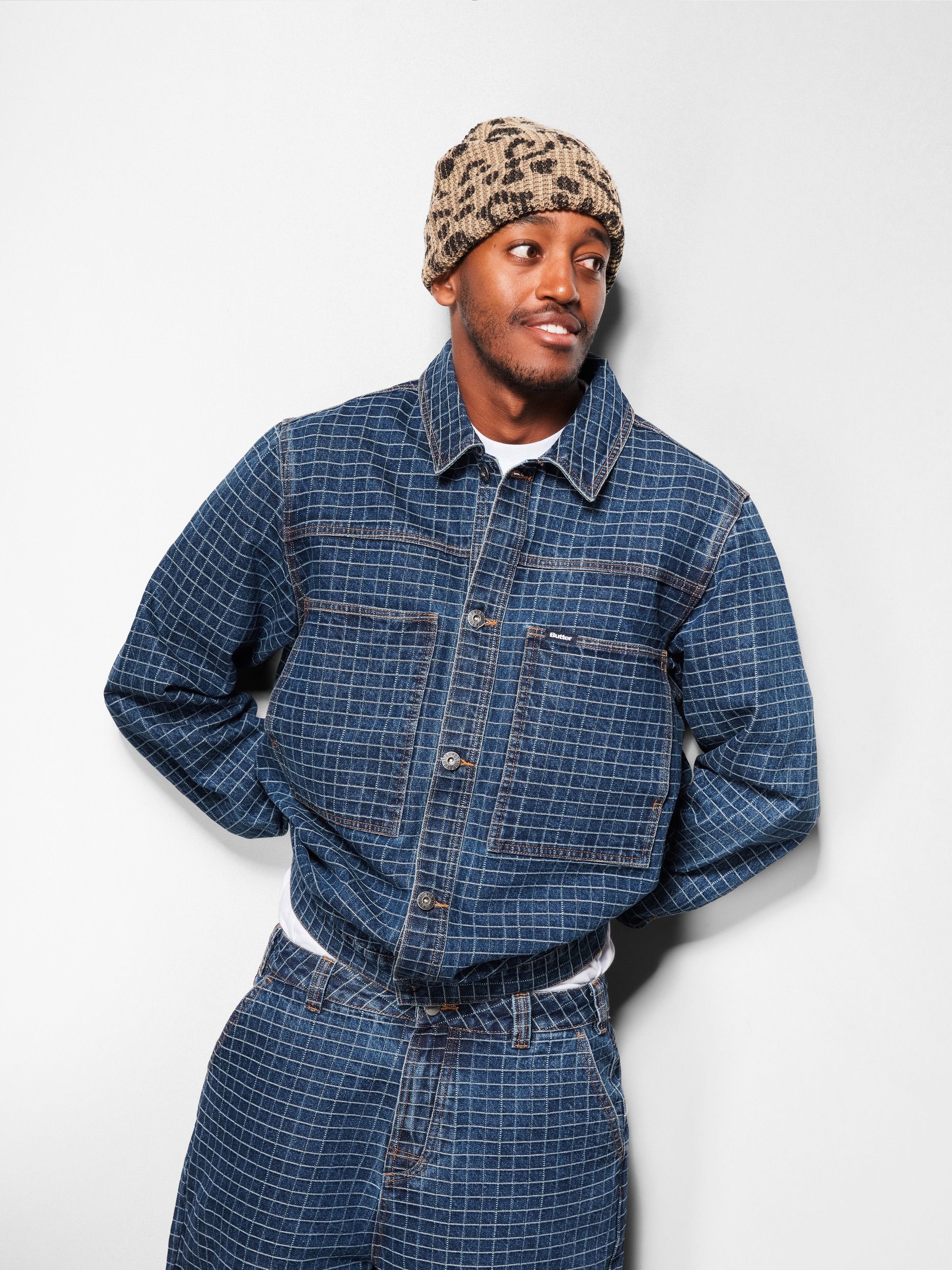 Grid Denim Jacket