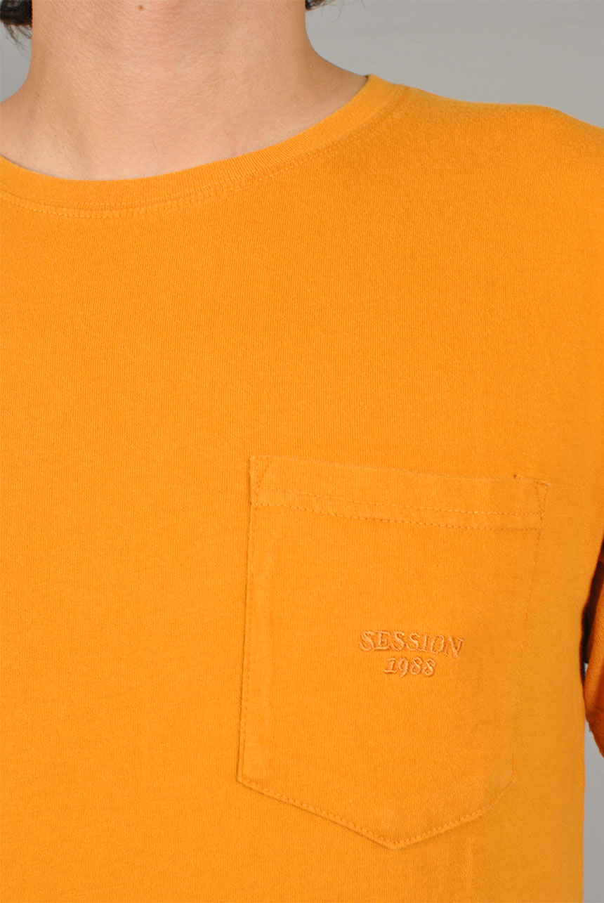 Embroidered Pocket T-shirt, Mustard