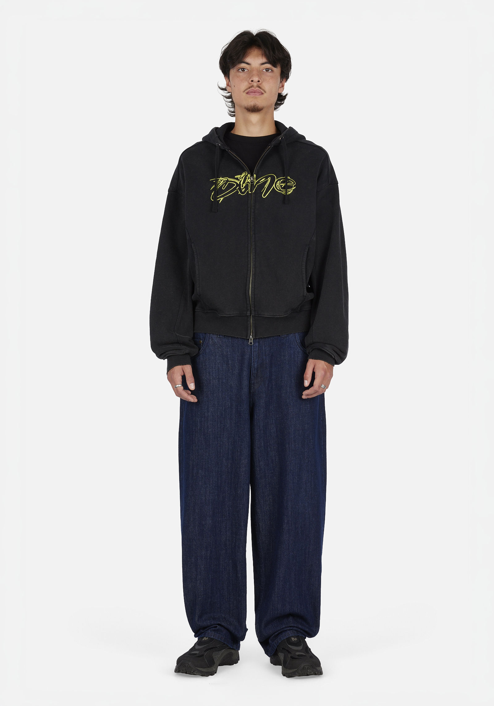 Distressed Terry Zip Hoodie