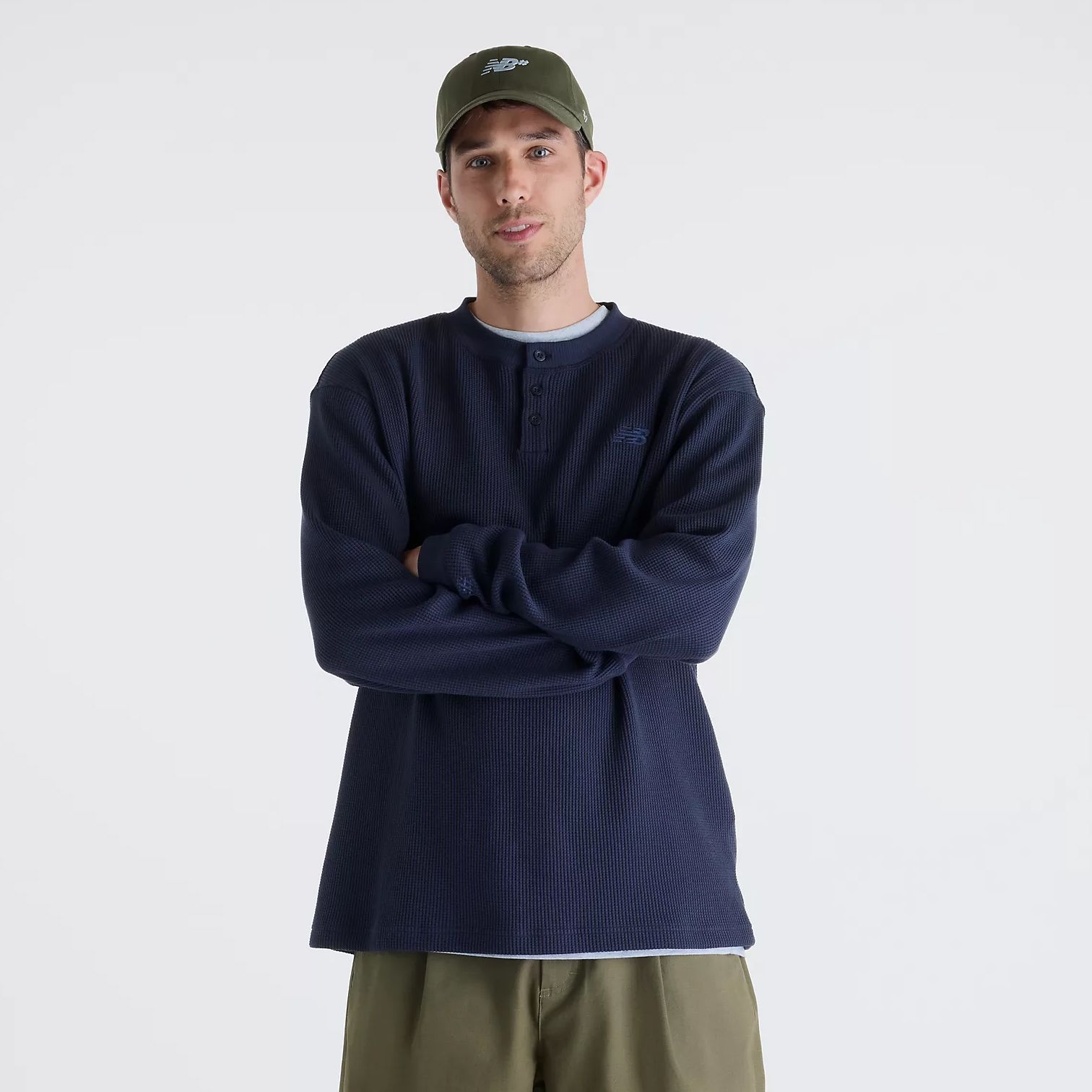 Waffle Knit Long Sleeve Henley