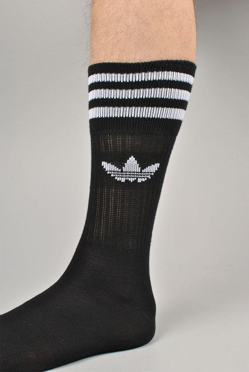 Solid Stripes 3-Pack Crew Socks, Black/White