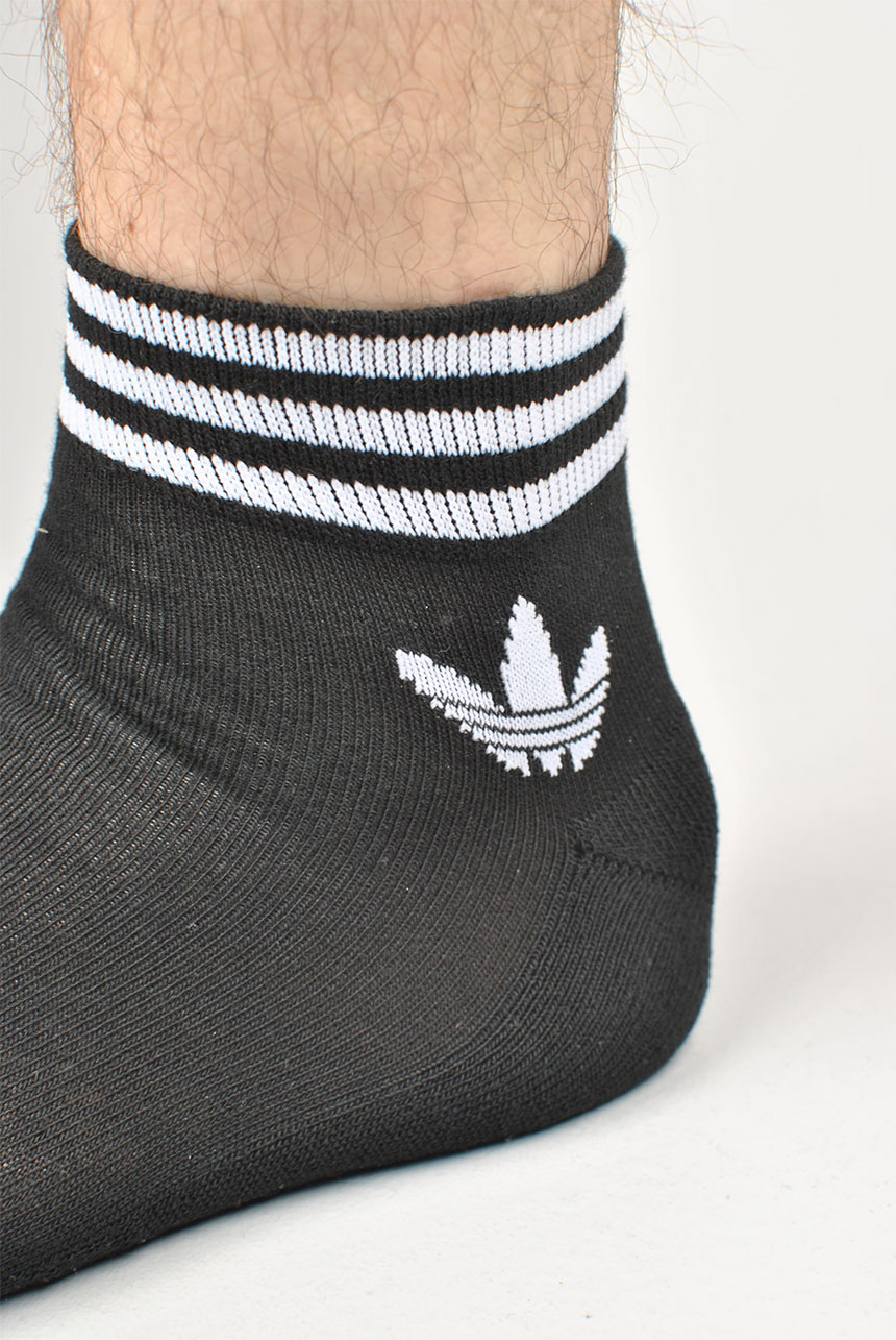 Trefoil Stripes 3-Pack Ankle Socks, Black